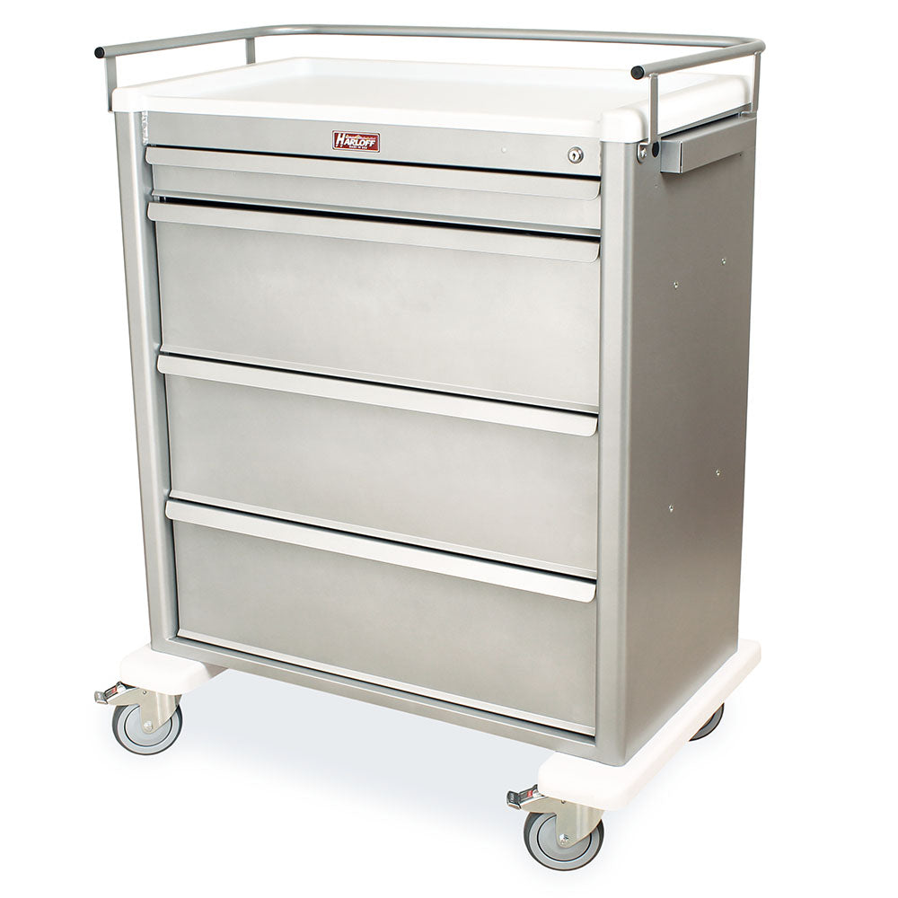 Harloff Aluminum Universal Line, WIDE Cart, Medicine On Time Compatible, Electronic Pushbutton Lock with Key Lock
