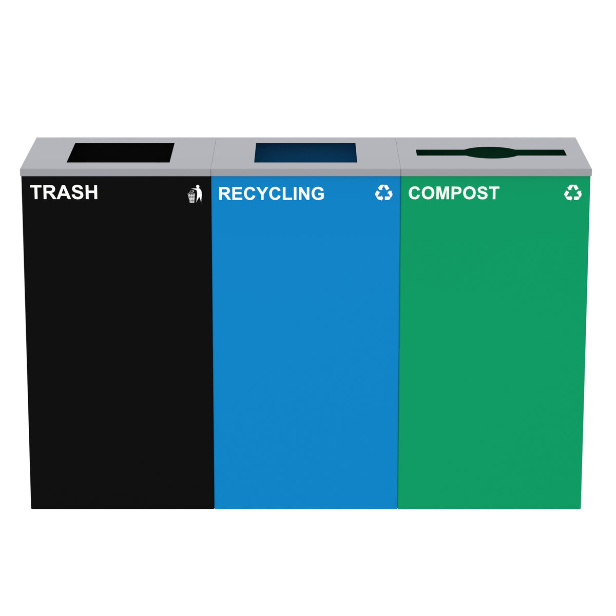Alpine Industries 87 Gal. 3-Stream Steel Blue Recycling, Green