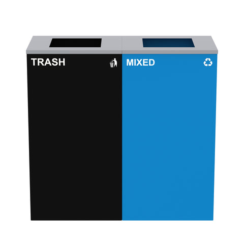 Alpine Industries 58-Gallon 2-Stream Black Steel-Blue Recycling Bin