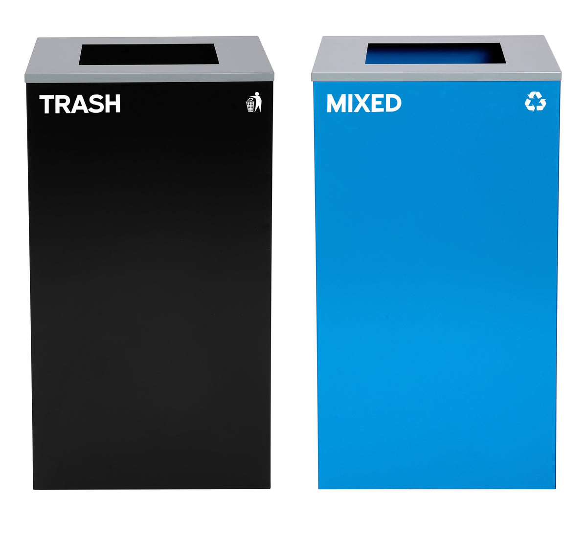 Alpine Industries 58-Gallon 2-Stream Black Steel-Blue Recycling Bin
