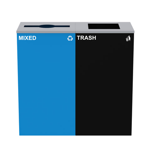 Alpine Industries 58-Gallon 2-Stream Black Steel-Blue Recycling Bin