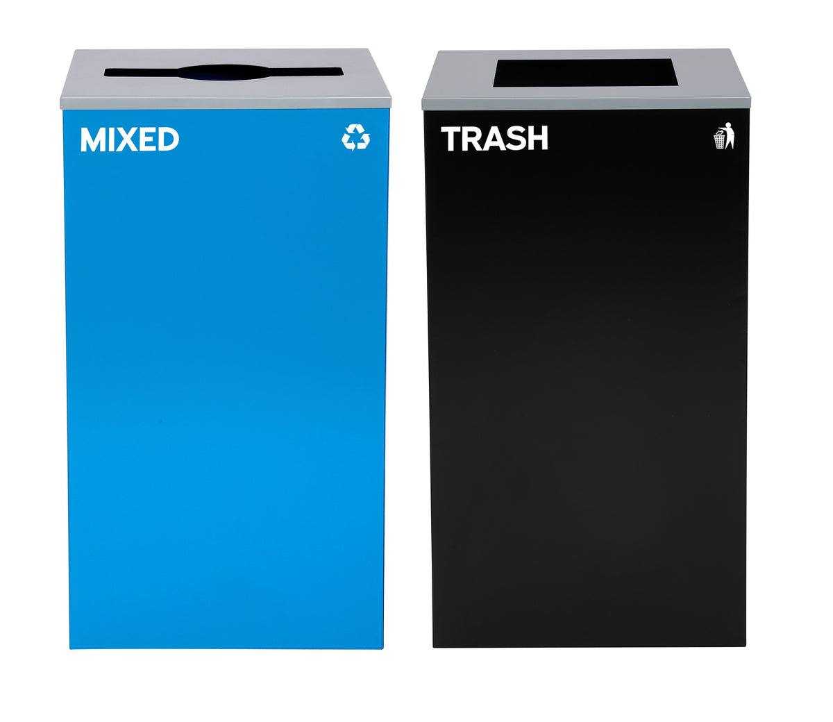 Alpine Industries 58-Gallon 2-Stream Black Steel-Blue Recycling Bin