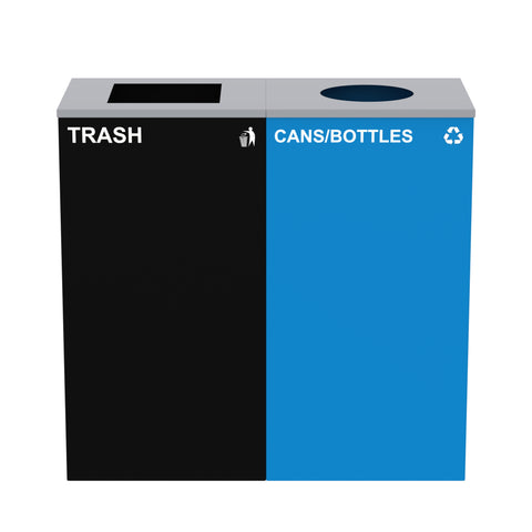 Alpine Industries 58-Gallon 2-Stream Black Steel-Blue Recycling Bin
