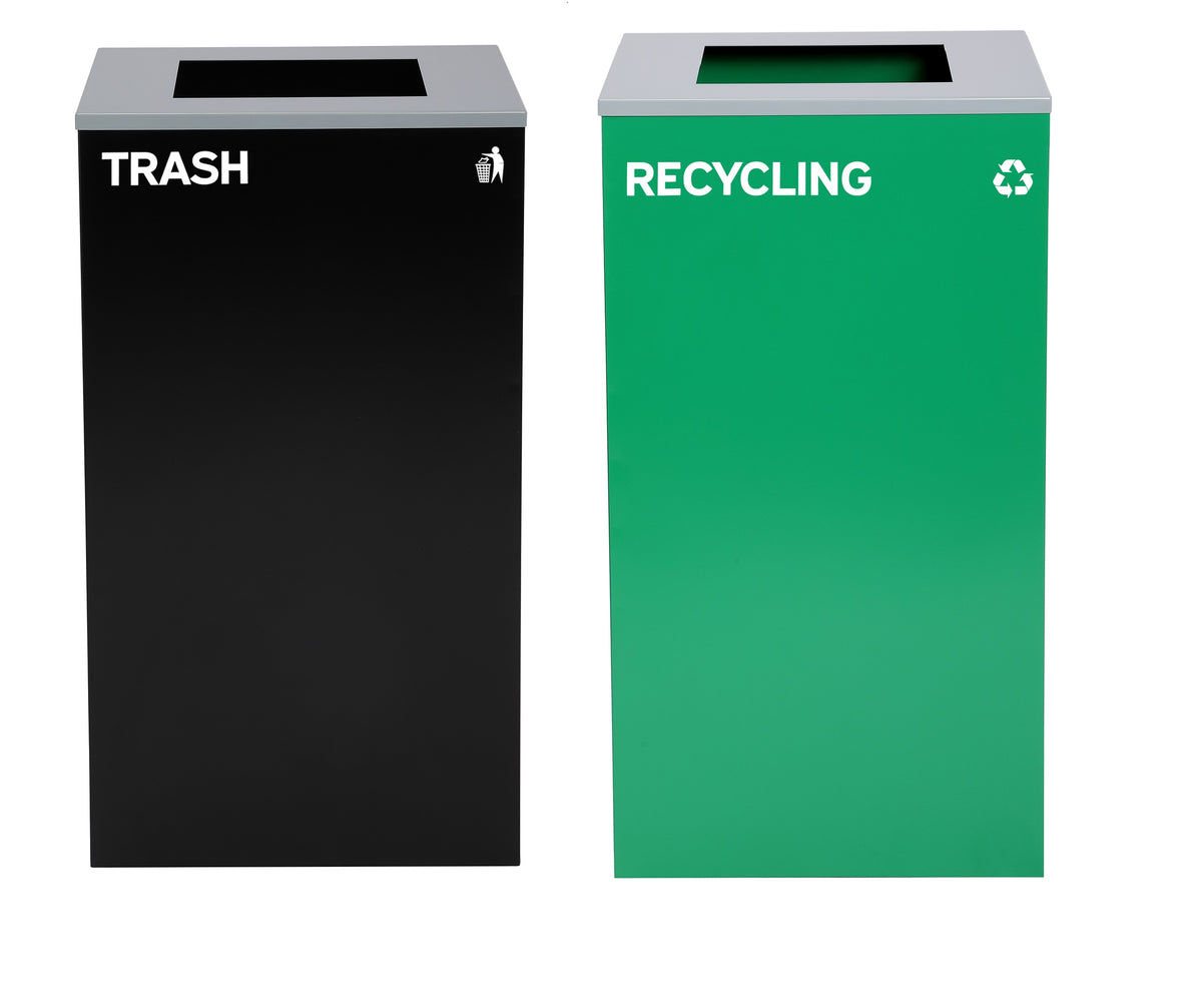 Alpine Industries 58-Gallon 2-Stream Black Steel-Green Recycling