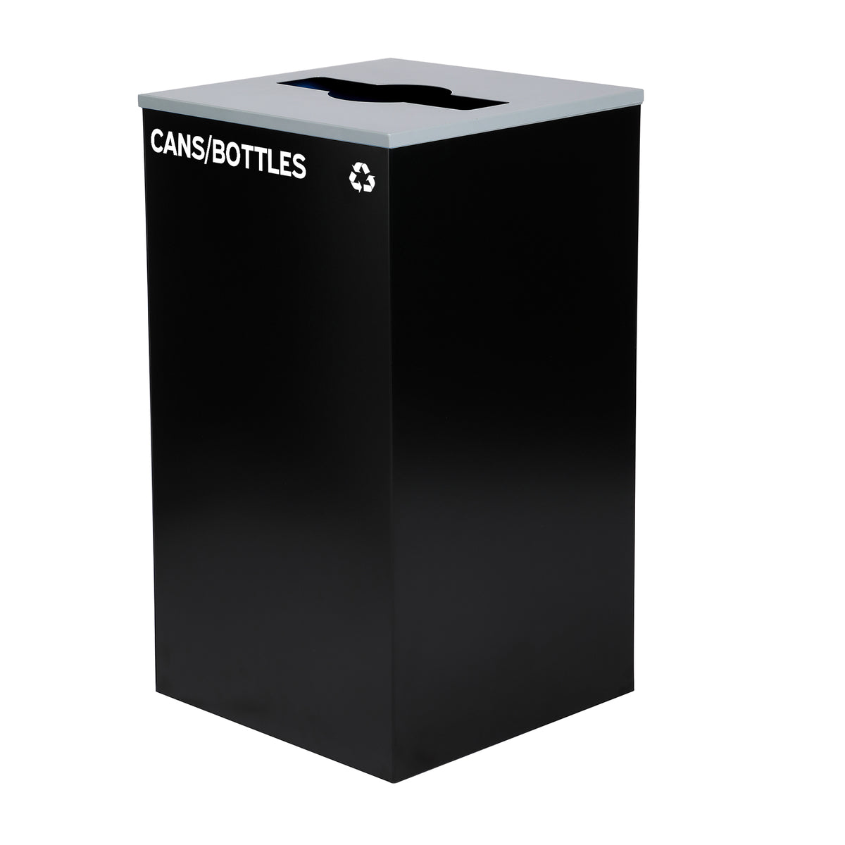Alpine 29-Gal Square Recycling Bin, Black Can, Mixed Opening Lid (BLK-M-CB)
