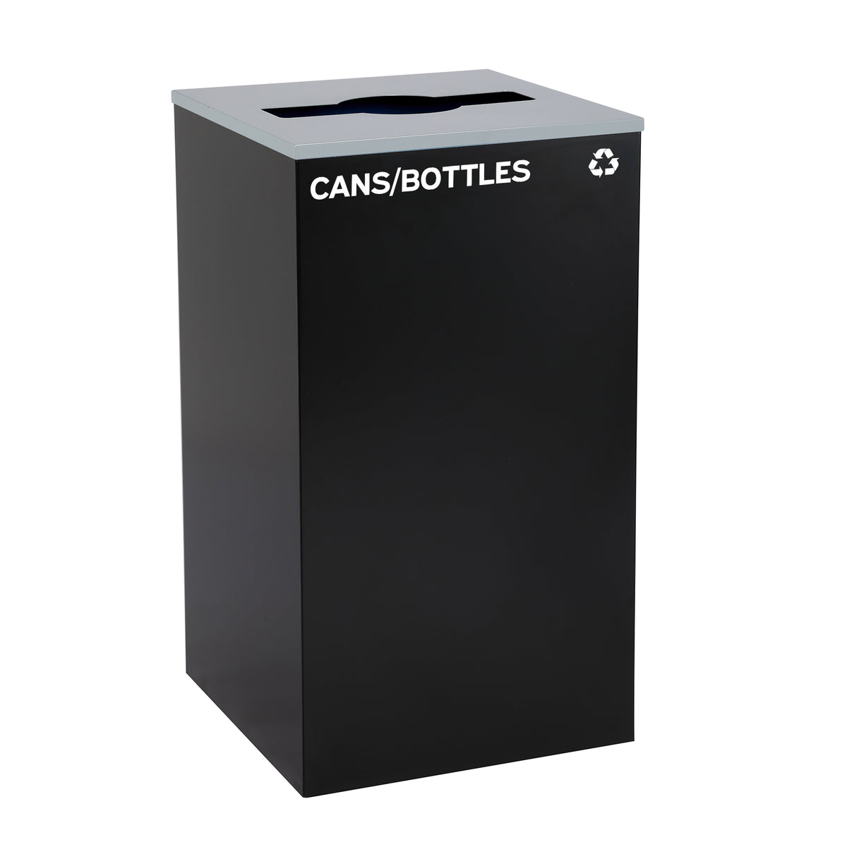 Alpine 29-Gal Square Recycling Bin, Black Can, Mixed Opening Lid (BLK-M-CB)