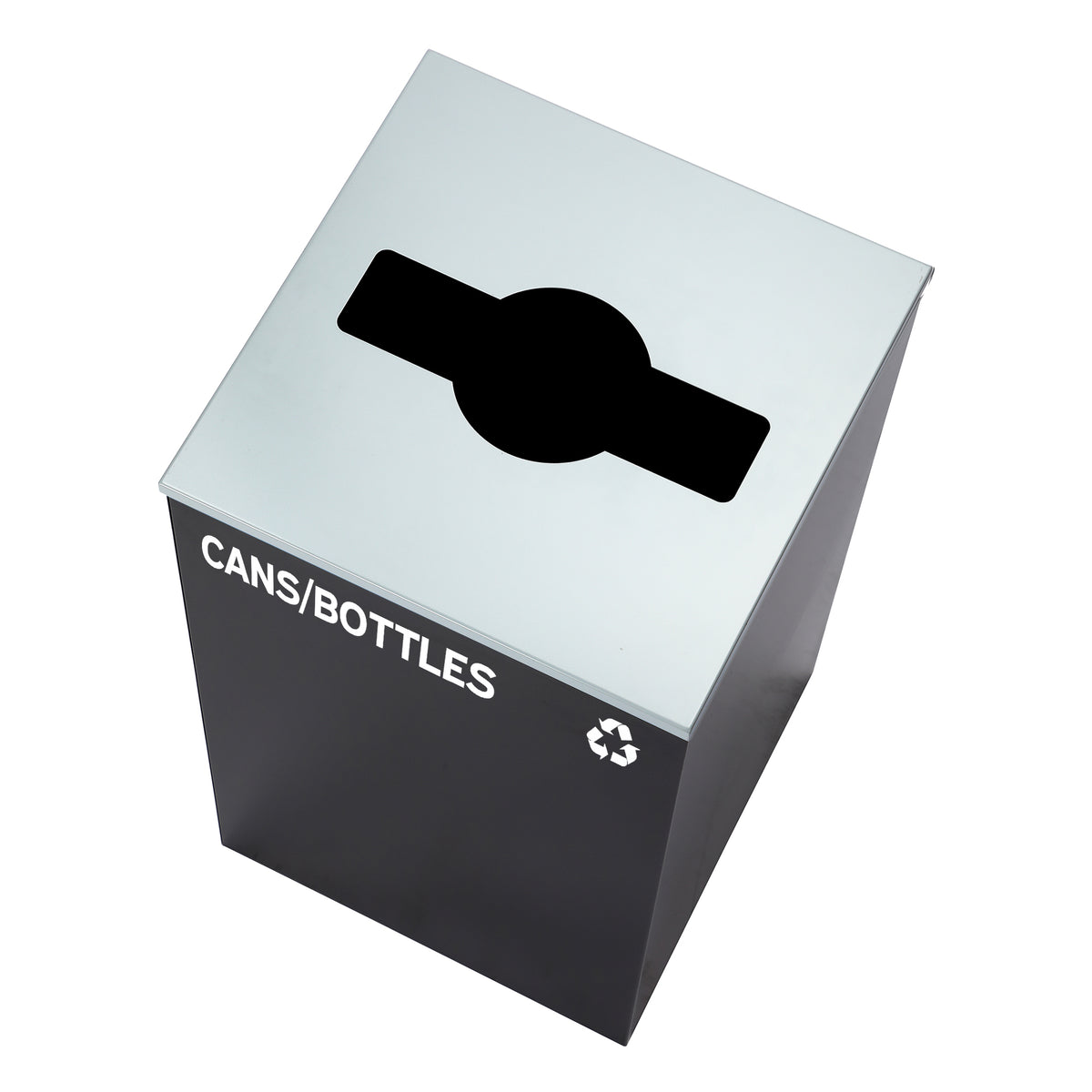 Alpine 29-Gal Square Recycling Bin, Black Can, Mixed Opening Lid (BLK-M-CB)