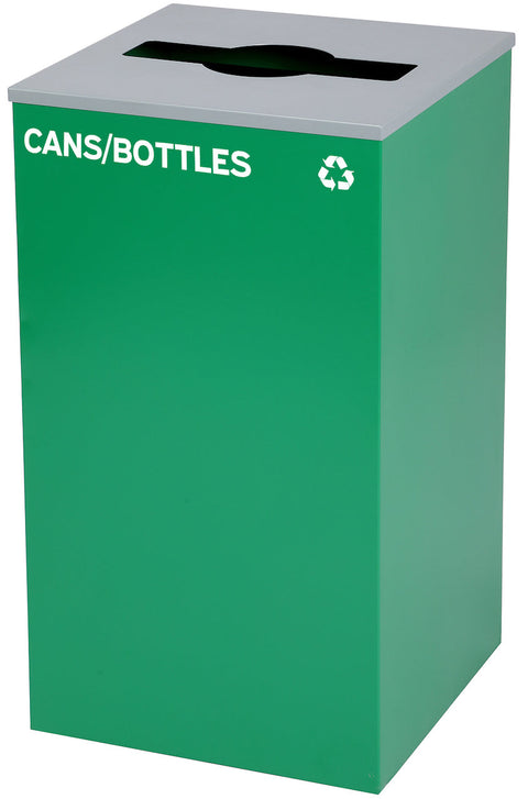 Square Recycling Gin – 29 Gallons - Green Can, Mixed Opening Lid,