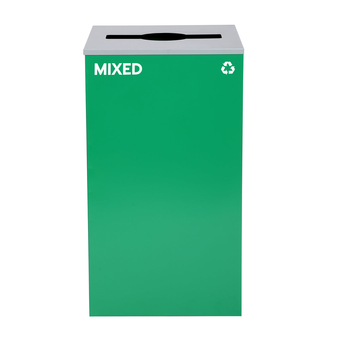 Alpine 29-Gal Square Recycling Bin, Green Can, Mixed Opening Lid (GRN-M-MIX)