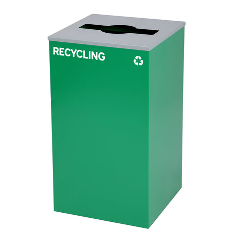 Alpine 29-Gal Square Recycling Bin, Green Can, Mixed Opening Lid (GRN-M-REC)