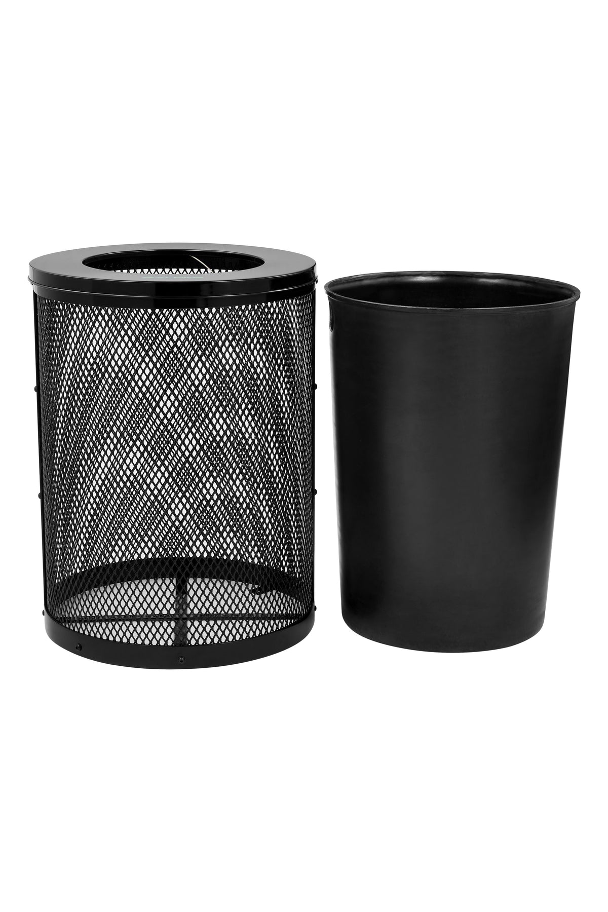 Alpine Industries Outdoor Diamond Steel Trash Can With Flat Lid, 36