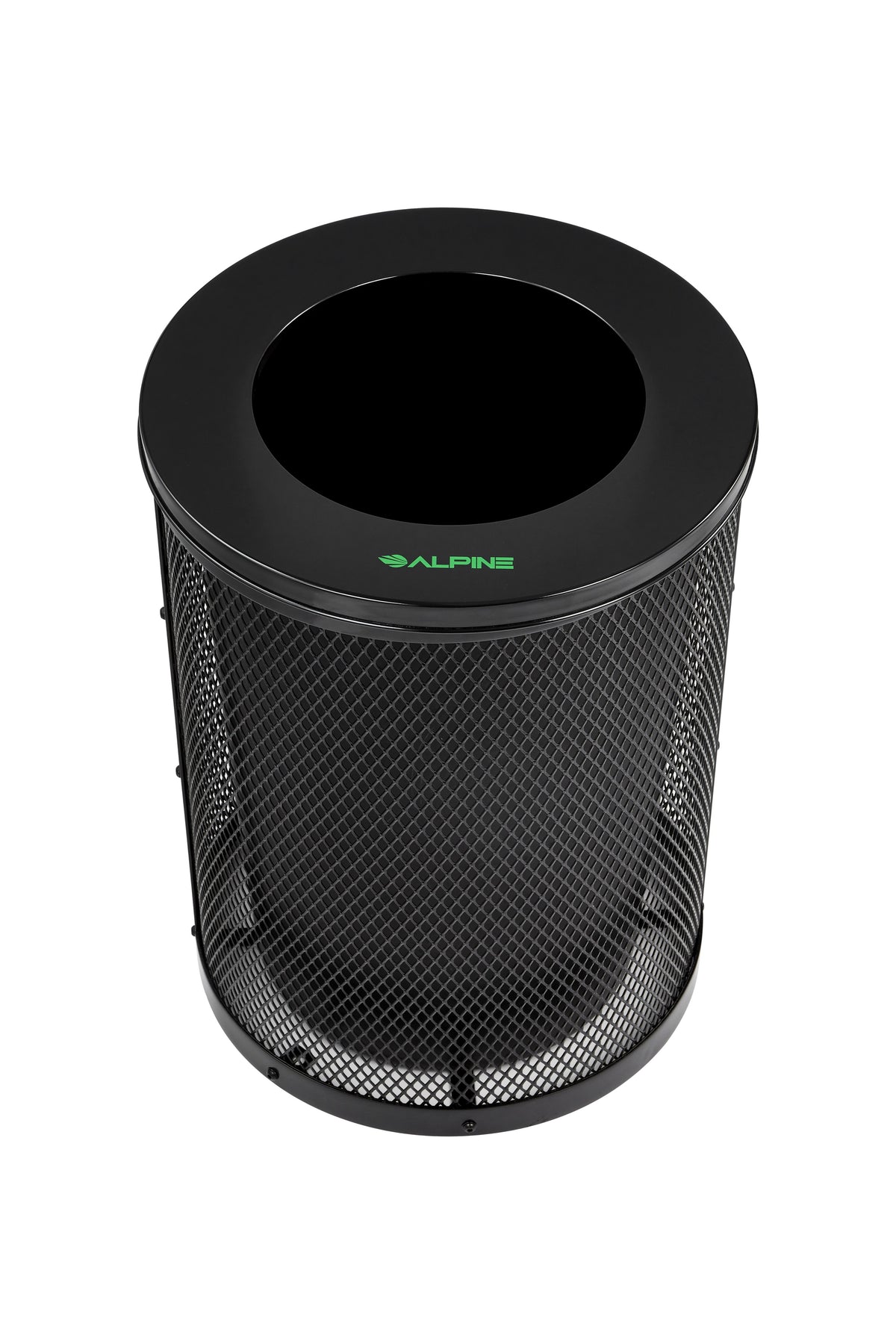 Alpine Industries Outdoor Diamond Steel Trash Can With Flat Lid, 36