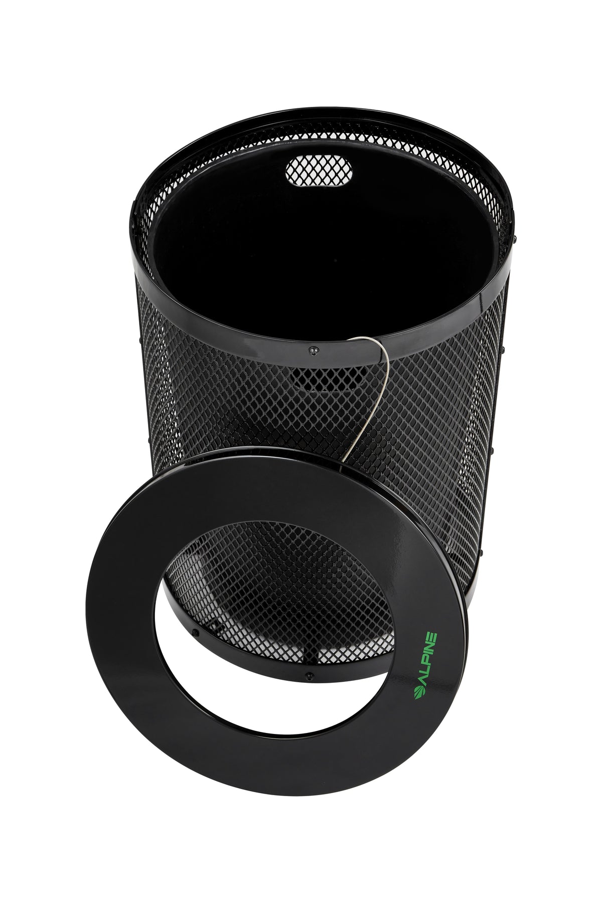 Alpine Industries Outdoor Diamond Steel Trash Can With Flat Lid, 36