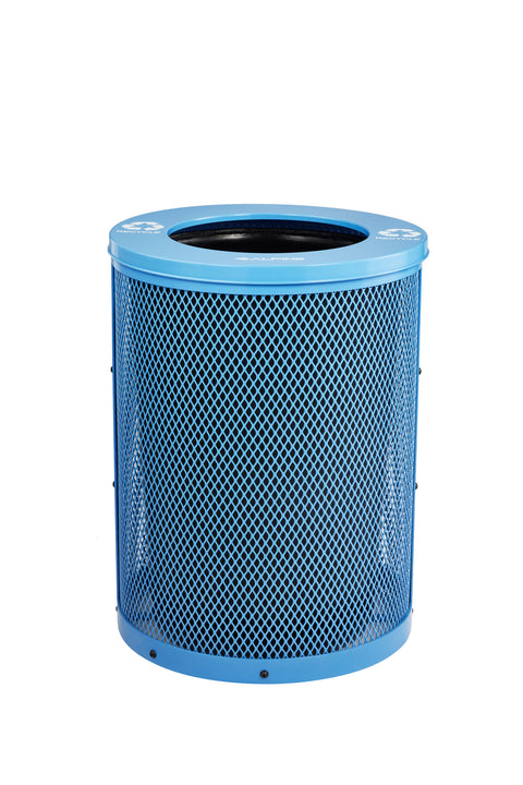 Alpine Industries Outdoor Diamond Steel Trash Can With Flat Lid, 36