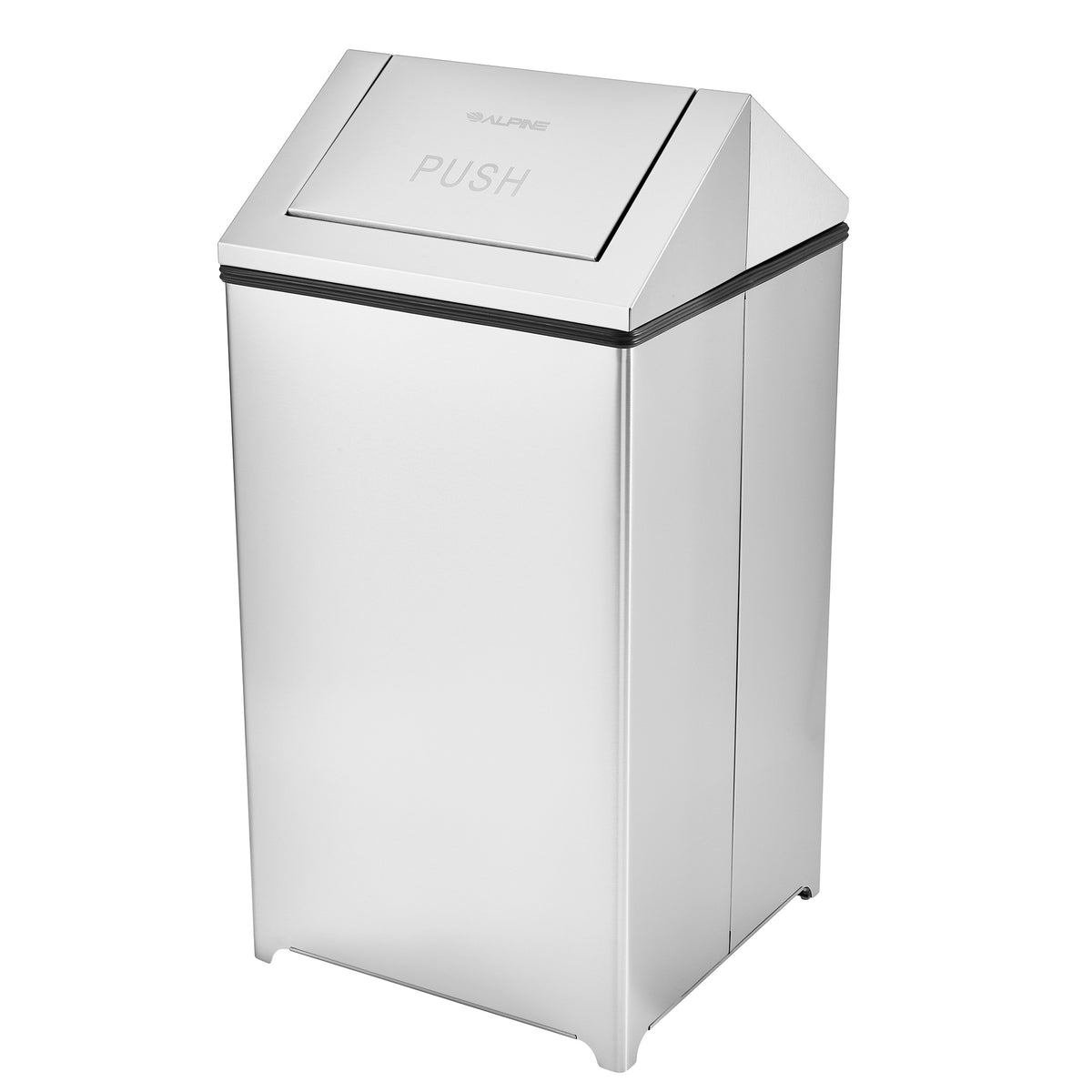 Alpine Industries 40 Gallon Stainless Steel Indoor Trash Can with Swing Lid, 40 Gallon, Stainless Steel
