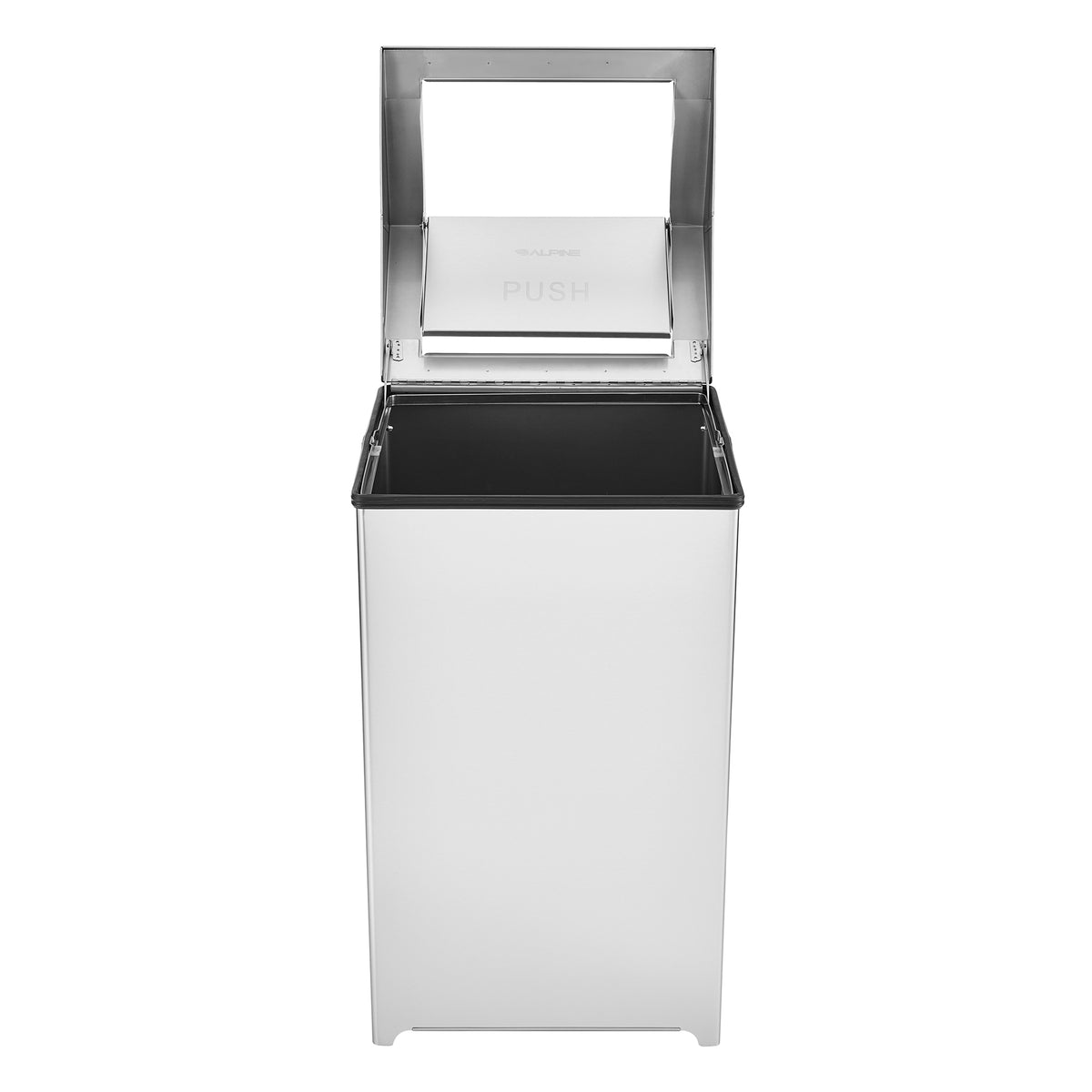 Alpine Industries 40 Gallon Stainless Steel Indoor Trash Can with Swing Lid, 40 Gallon, Stainless Steel