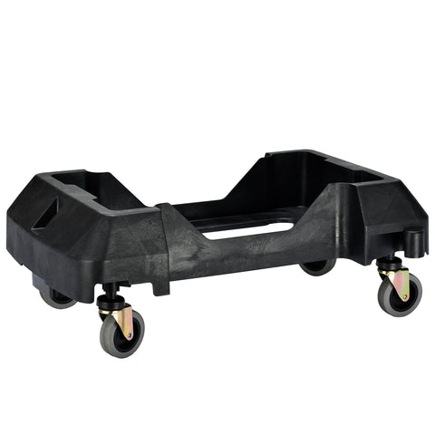 Alpine Industries Heavy-Duty Interlocking Rectangular 23 Gallon Trash Can Dolly with Swivel Wheels, Black