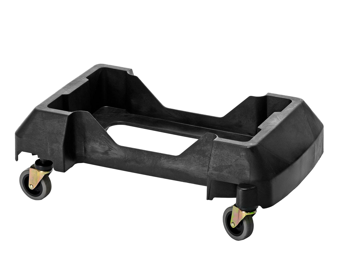 Alpine Industries Heavy-Duty Interlocking Rectangular 23 Gallon Trash Can Dolly with Swivel Wheels, Black