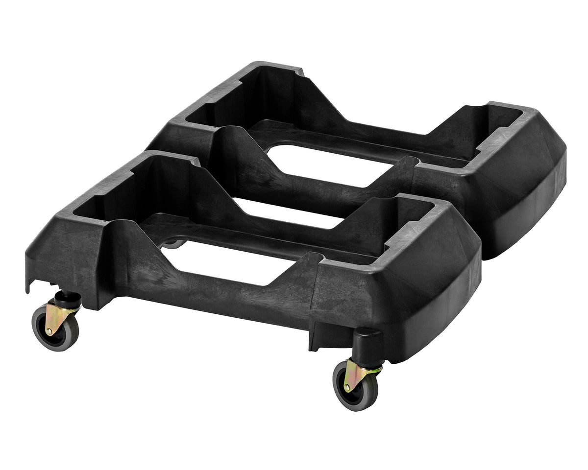 Alpine Industries Heavy-Duty Interlocking Rectangular 23 Gallon Trash Can Dolly with Swivel Wheels, Black