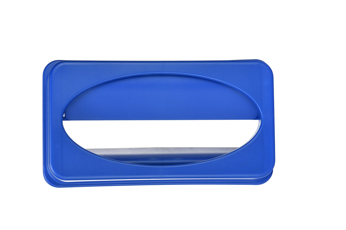 Blue Trash Can Recycle Bin and Drop Slot Lid