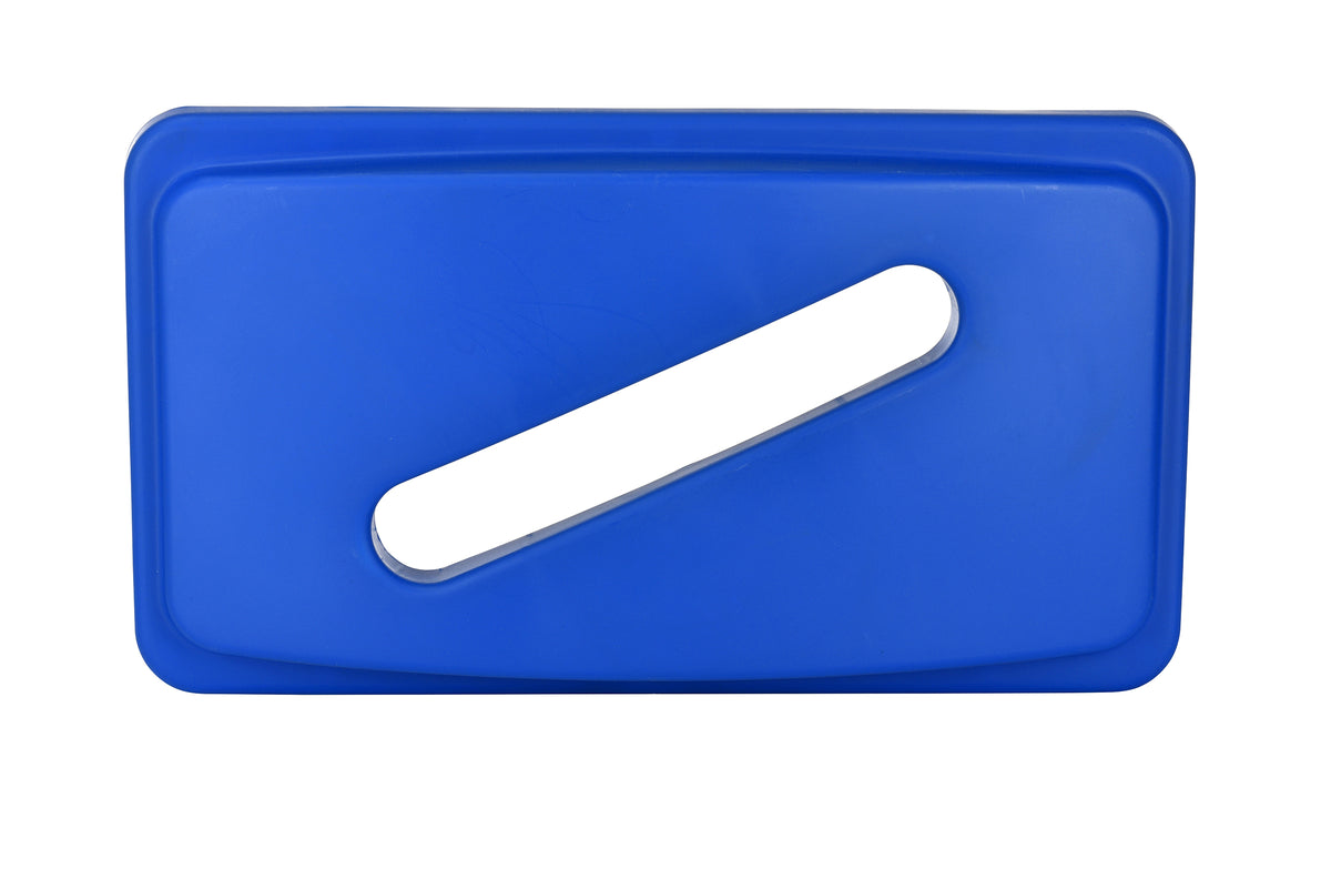 Blue Trash Can Recycle Bin and Paper Slotted Recycling Lid