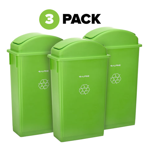 23 Gallon Slim Trash Can with Dome Lids, Lime Green, 3 Pack