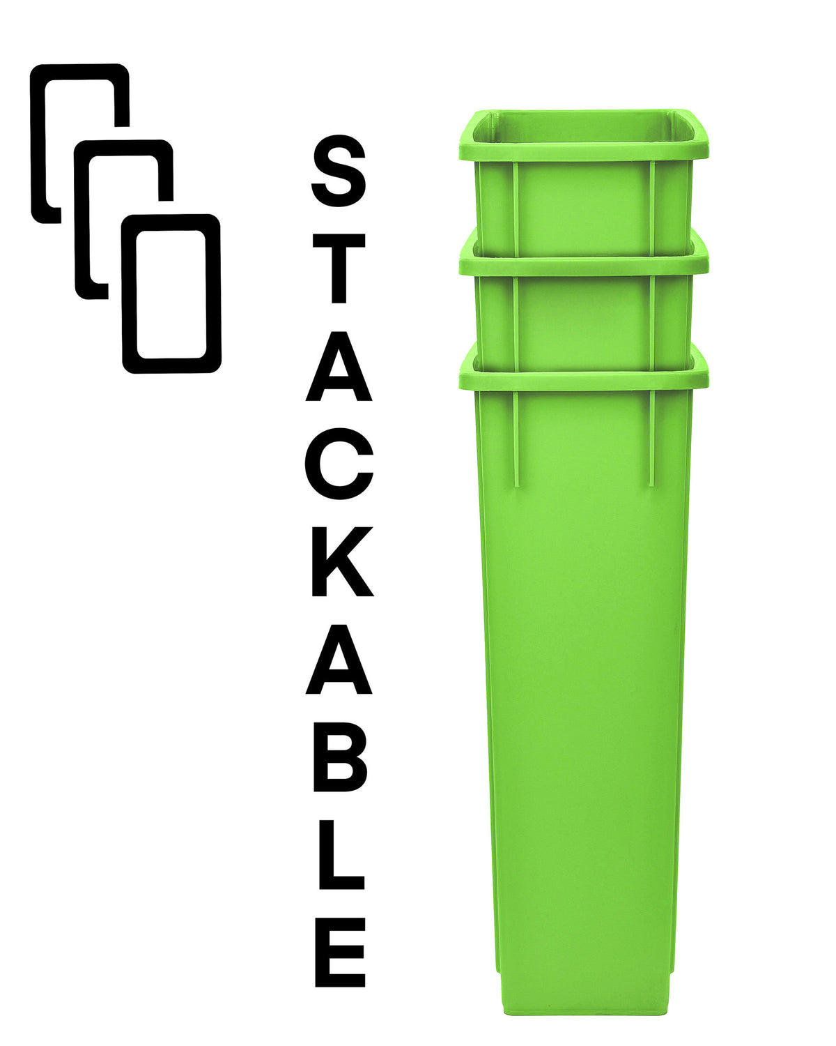 23 Gallon Slim Trash Can with Dome Lids, Lime Green, 3 Pack