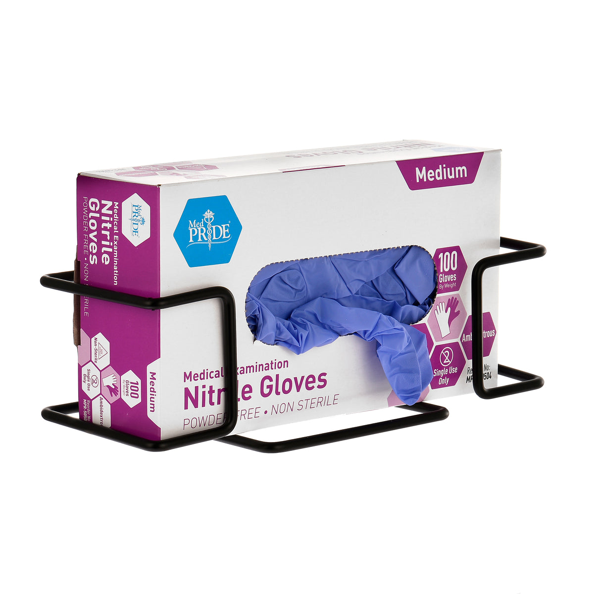 Single Box Capacity Wire Wall Mount Glove Dispenser, Black 7 pack