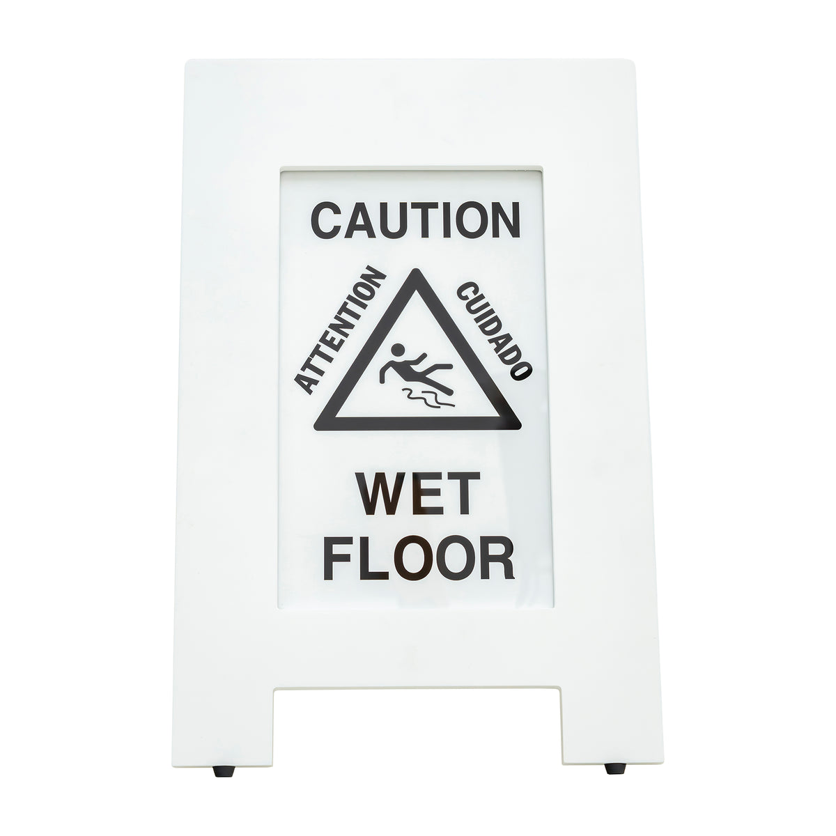 Alpine Industries Wooden Wet Floor Sign, Bilingual A-Frame Safety Sign, White