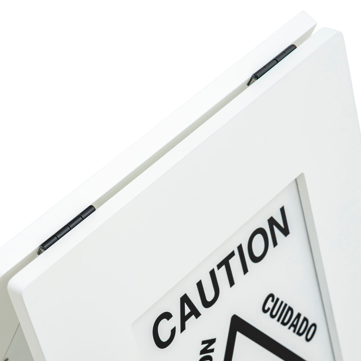 Alpine Industries Wooden Wet Floor Sign, Bilingual A-Frame Safety Sign, White