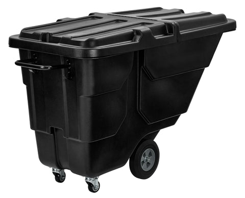Alpine Industries 1/2 Cubic Yard Tilt Truck, 450 lb Capacity, Heavy-Duty Poly Utility Cart with Wheels, Black, 450 lb Ca