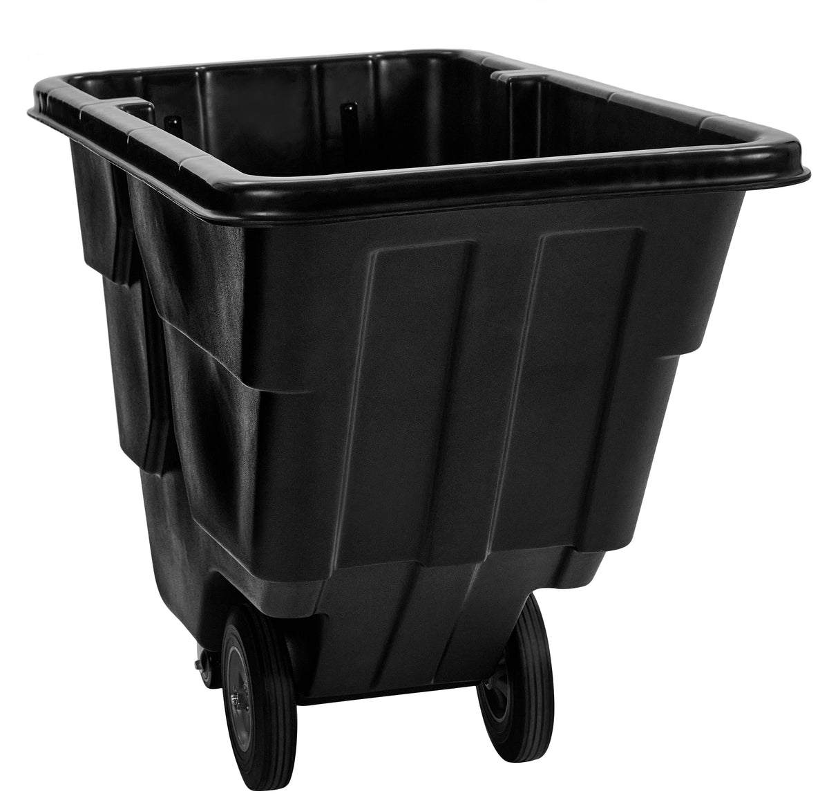 Alpine Industries 1/2 Cubic Yard Tilt Truck, 450 lb Capacity, Heavy-Duty Poly Utility Cart with Wheels, Black, 450 lb Ca