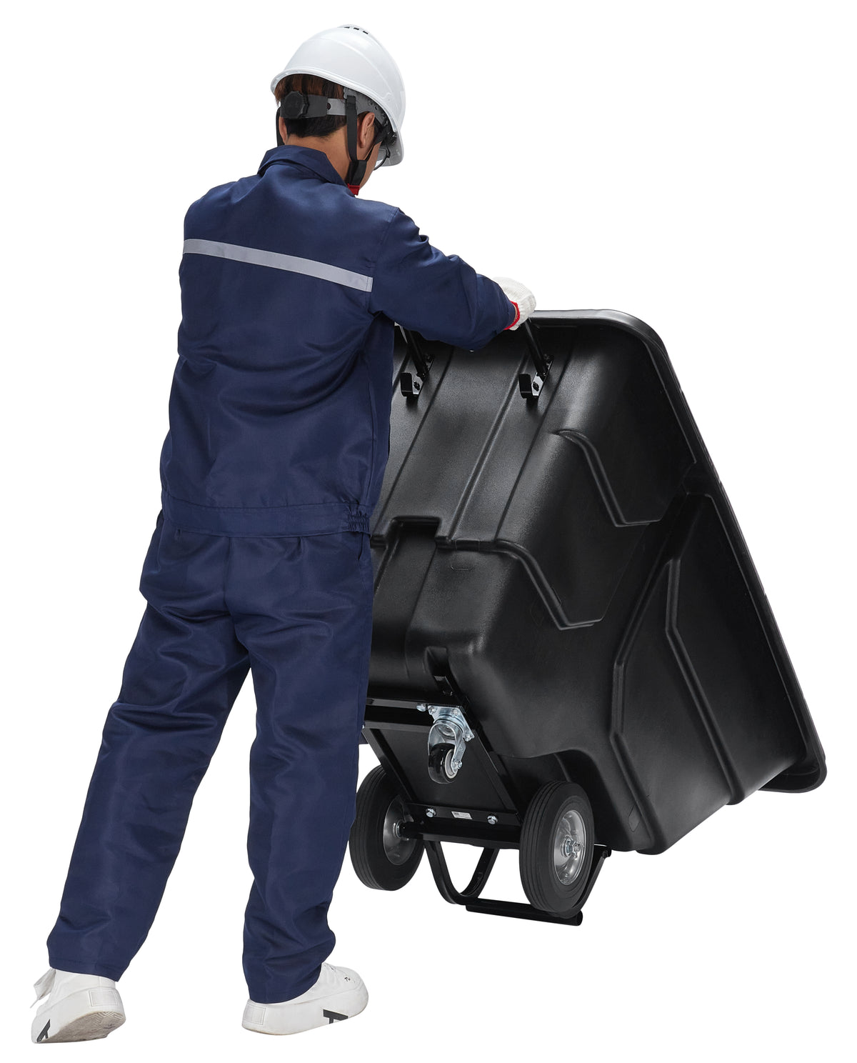 Alpine Industries 1/2 Cubic Yard Tilt Truck, 850 lb Capacity, Heavy-Duty Poly Utility Cart with Wheels, Black, 850 lb Ca