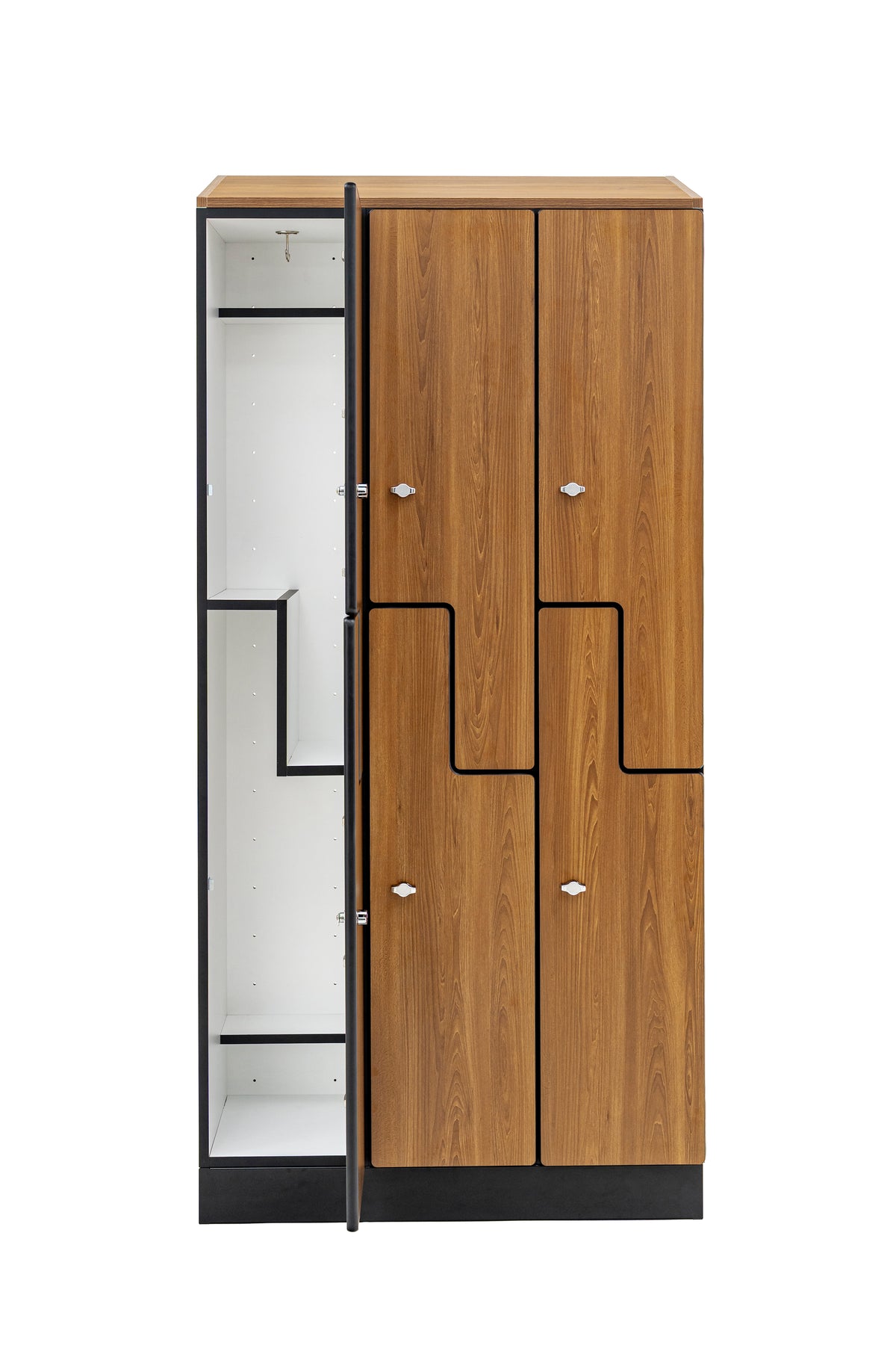Alpine Industries Triple Column, 2 Compartment, Z Style Locker, Oak