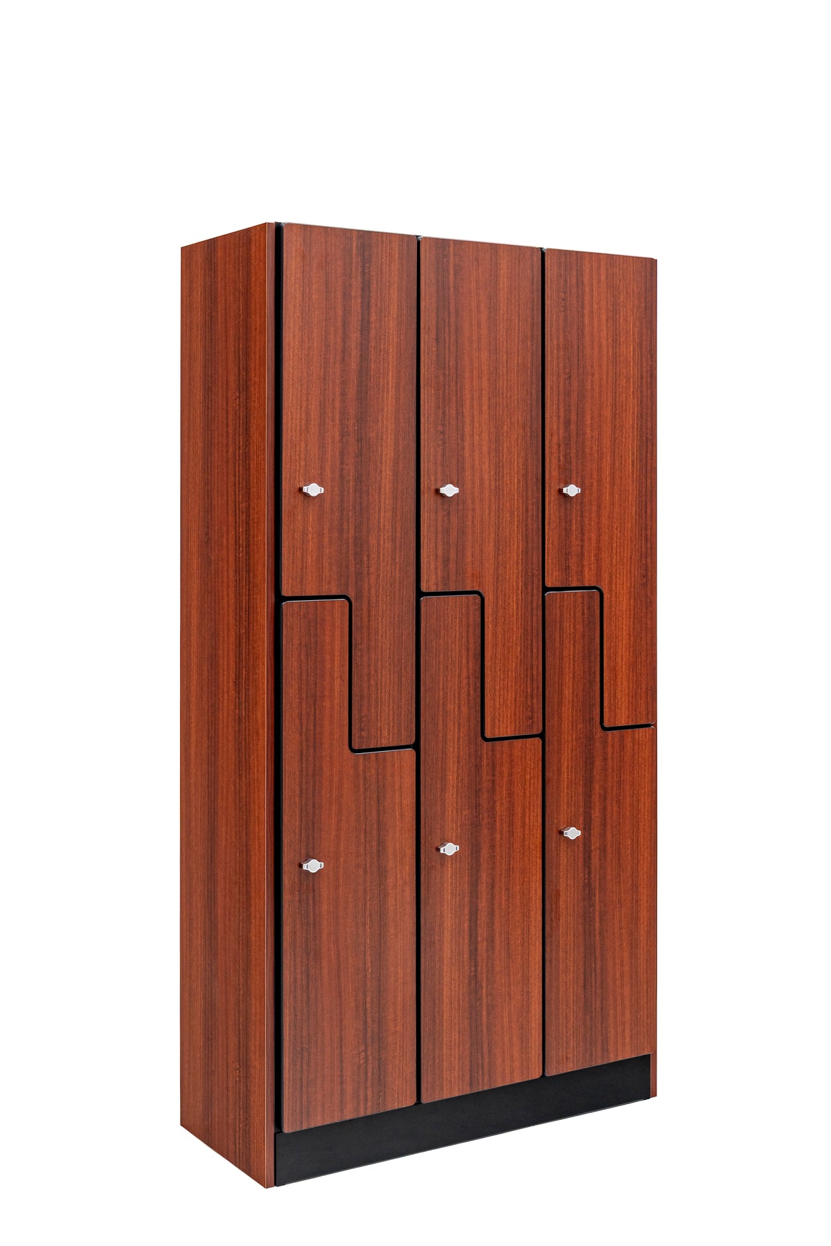 Alpine Industries Triple Column, 2 Compartment, Z Style Locker, Walnut