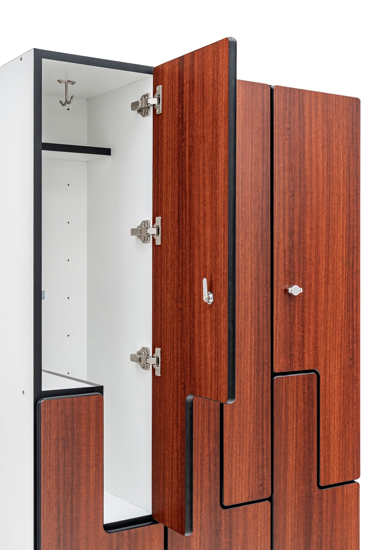 Alpine Industries Triple Column, 2 Compartment, Z Style Locker, Walnut