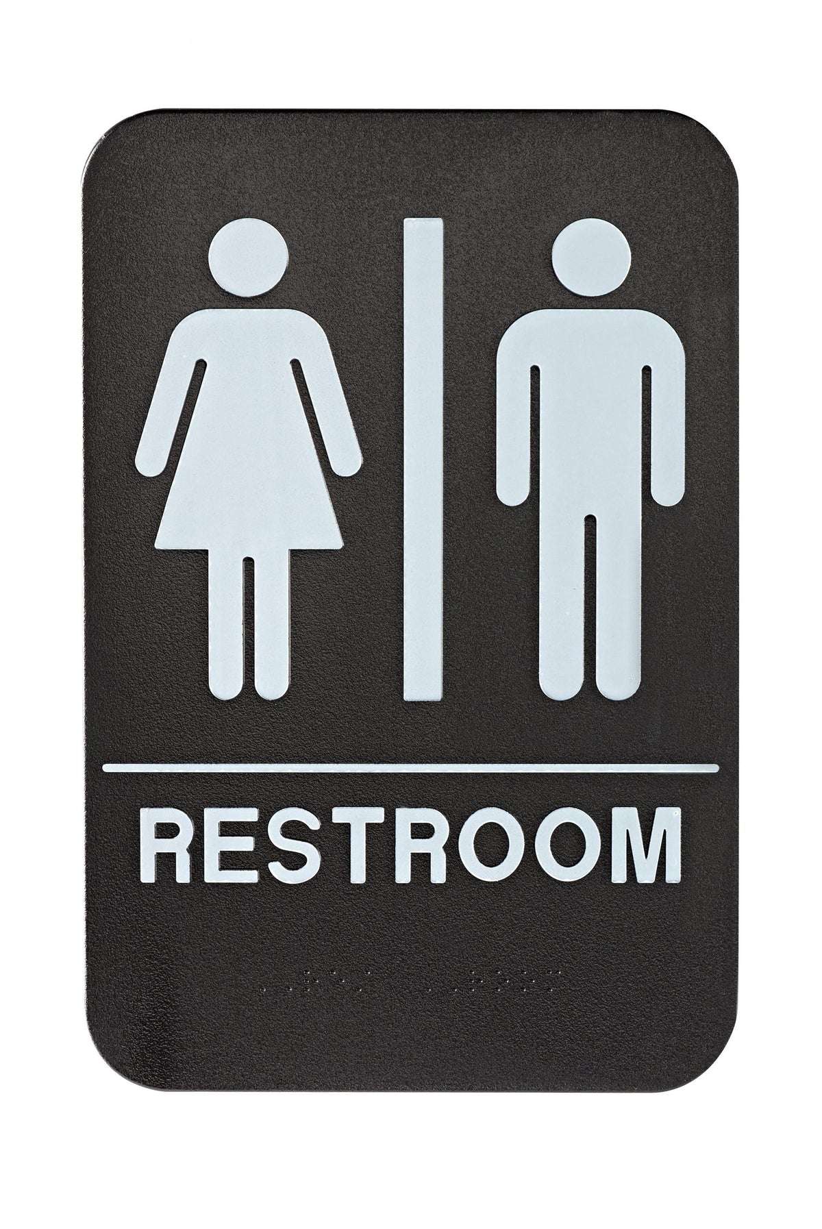 Alpine Industries Unisex Braille Restroom Sign, Black/white, ADA Compliant, 6?X9?