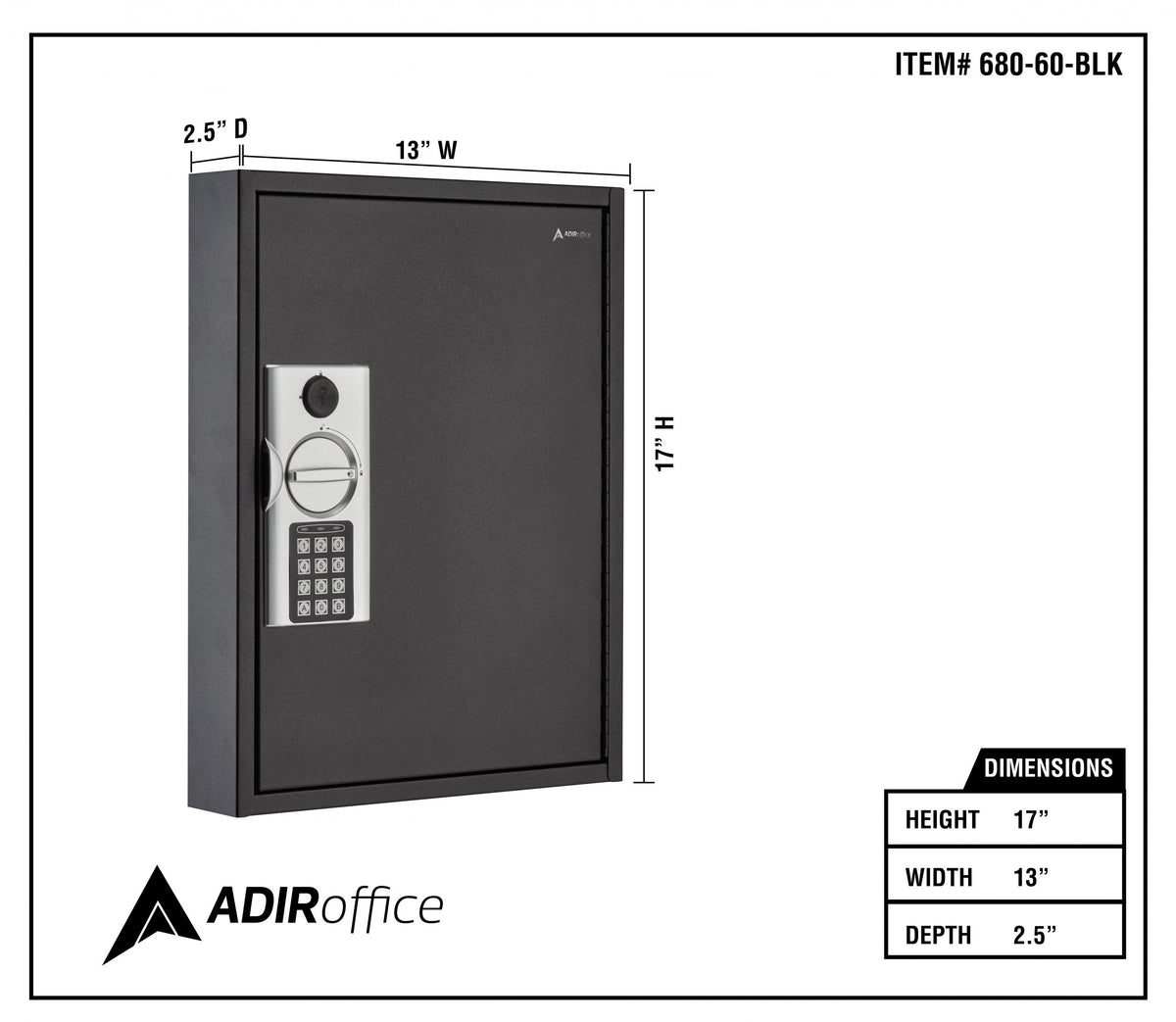 60-Key Steel Heavy-Duty Digital Lock Key Cabinet