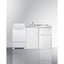 All-in-one combination kitchenette with refrigerator-freezer, sink, storage cabinet, and smooth-top range