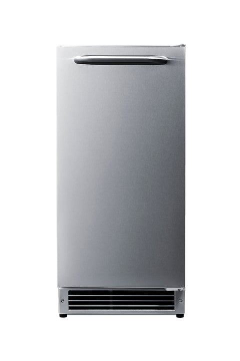 Built-in undercounter ADA compliant manual defrost icemaker with complete stainless steel wrapped exterior finish; no dr