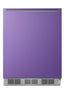 ADA height 24" refrigerator-freezer for residential use with lavender purple door, stainless steel handle, and white ca
