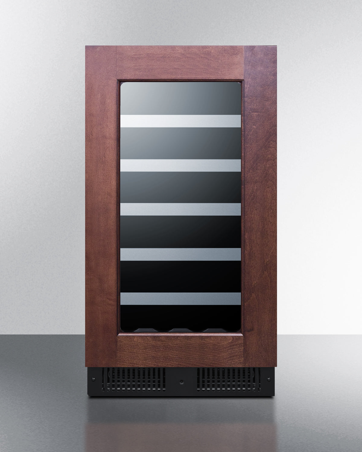 18" wide built-in wine cellar with panel-ready glass door