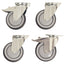 Caster Set, 5" Standard Rubber Wheel, Set Of 4. One Braking, One Tracking, All Full Swivel, Plus Mounting Hardware, REP