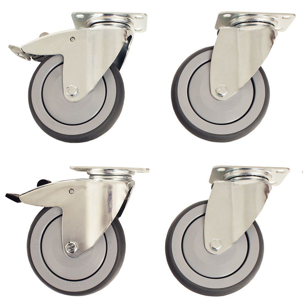 Harloff Caster Kit for MH Carts, 5" Wheels, 1 BR, 1 TR, 2 SW and Bumpers