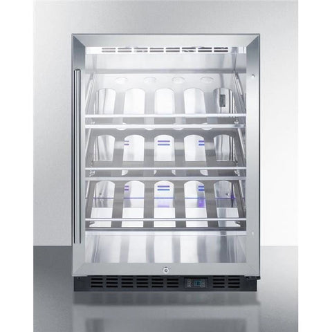 Accucold Commercial outdoor built-in undercounter wine cellar with champagne style shelving (Model SCR611GLOSCH)
