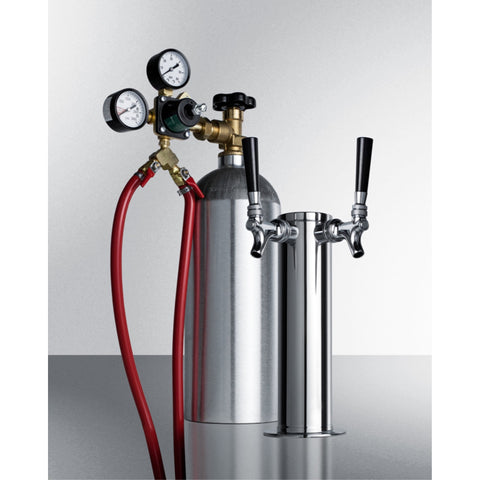 Accucold Dual tap system with nitrogen tank to serve cold brew "flat" iced coffee from most beer dispensers