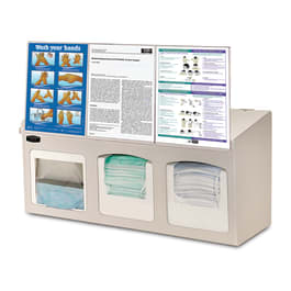 Bowman Dispensers Bowman ABS Triple Surgical Mask Dispenser, With Three Sign Holders • 26.5"W x 10.69"D x 20.69"H