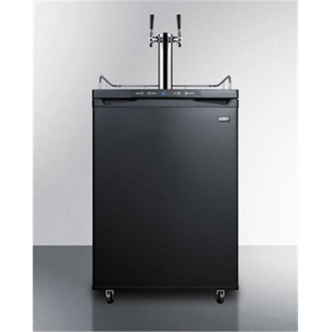 Accucold Freestanding dual tap residential beer dispenser, auto defrost w/digital thermostat, SS wrapped door, thin
