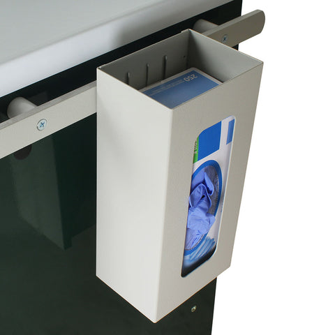 Harloff MRI Single Glove Box Holder with Rail clips. Mounts to Back Rails or Side Rails