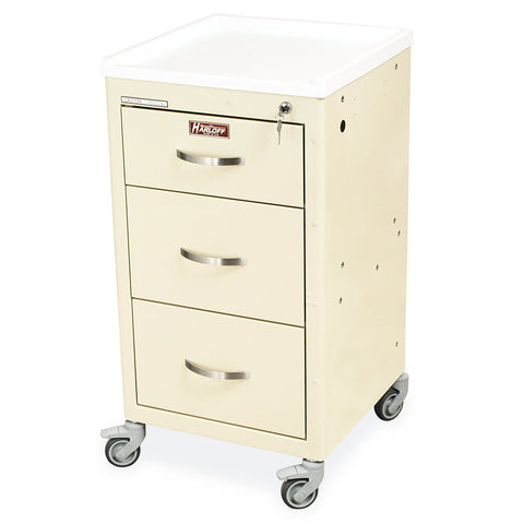 Harloff M-Series Cart - Mini Width Short Cabinet with 24" of Vertical Drawer Space, Key Lock, 5 Drawers 3-3, 1-6, 1-9.